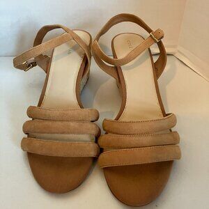Cole Haan Women Braided Raffia Chunky Sandals 10.5 B Tan Beige.